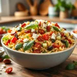 Sałatka z makaronem orzo i suszonymi pomidorami - przepis na każdą okazję