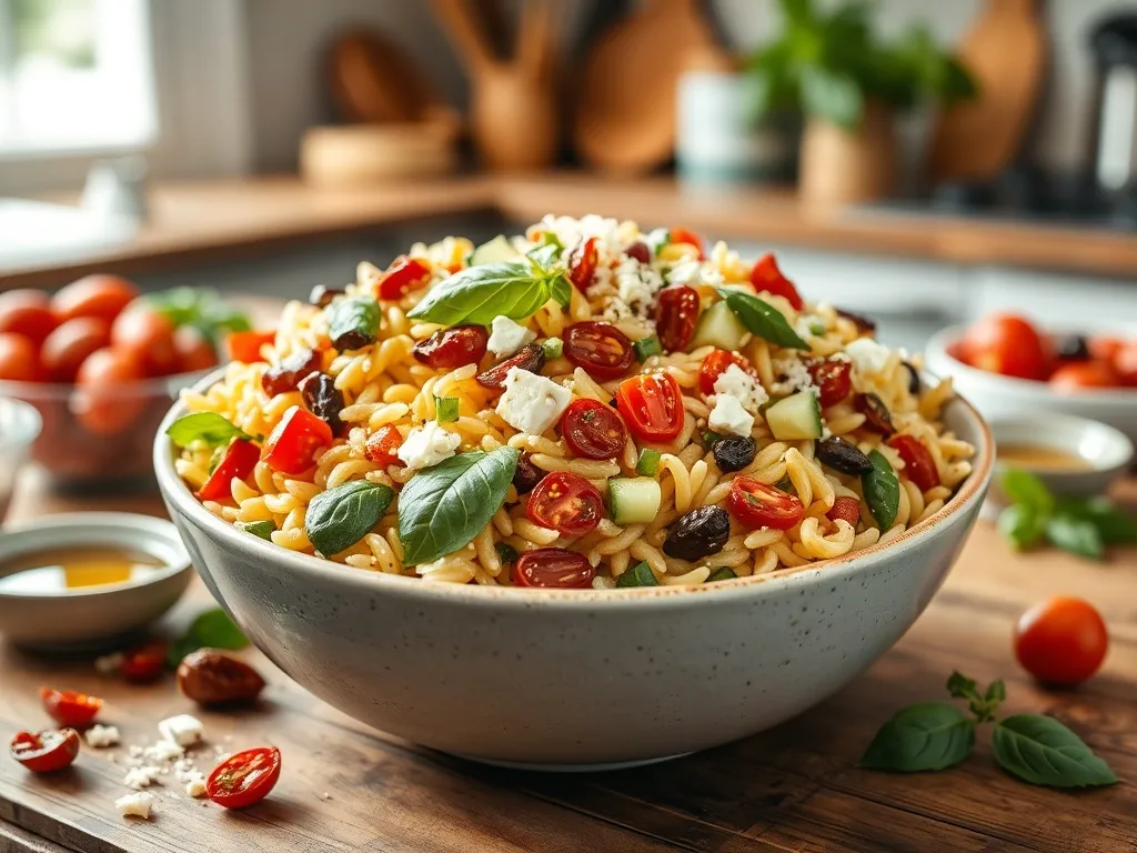 Sałatka z makaronem orzo i suszonymi pomidorami - przepis na każdą okazję