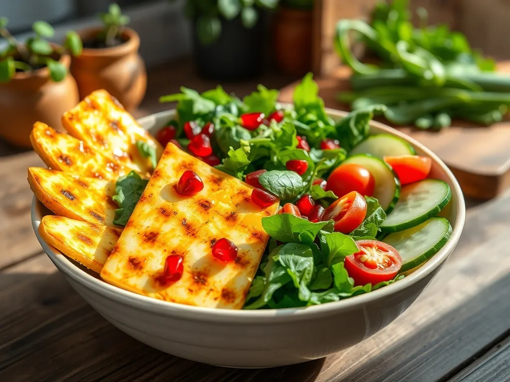 Sałatka z halloumi i granatem: przepis na zdrową i pyszną przekąskę
