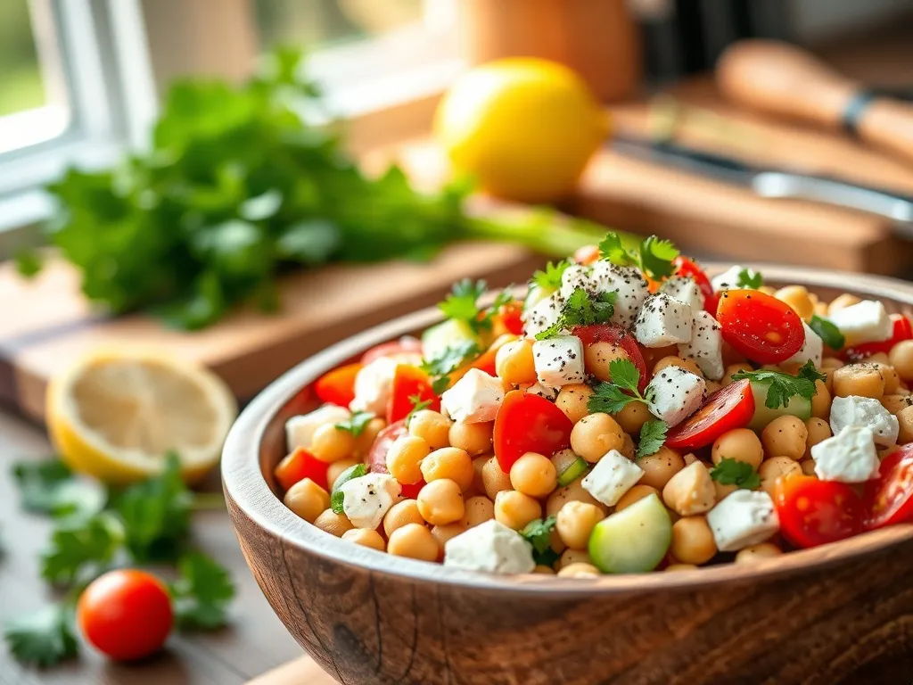 Sałatka z ciecierzycą i feta: zdrowy przepis na pyszne danie