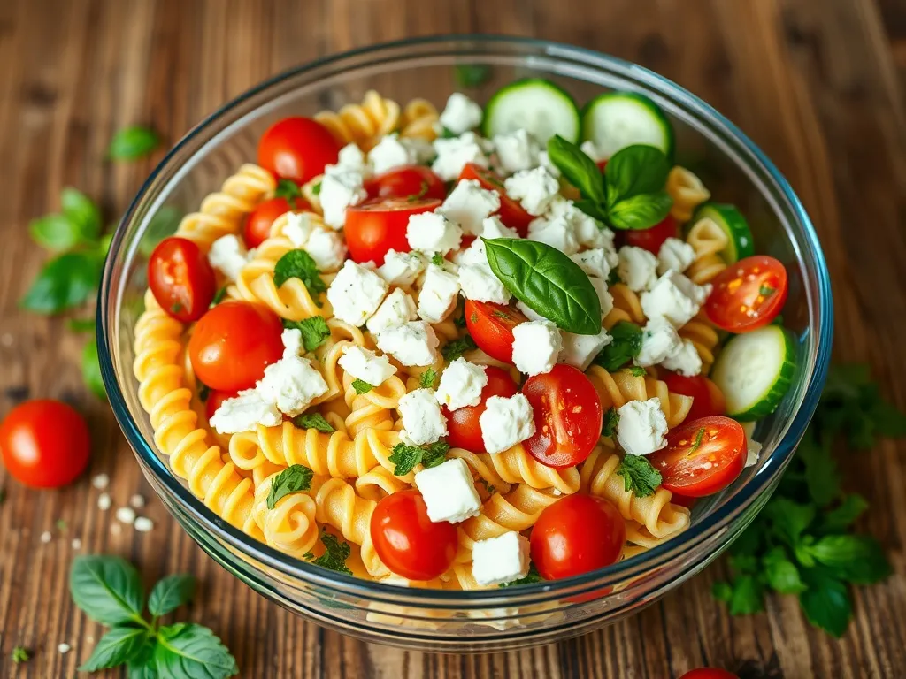 Sałatka z makaronem i fetą: przepis na zdrową przekąskę na każdą okazję