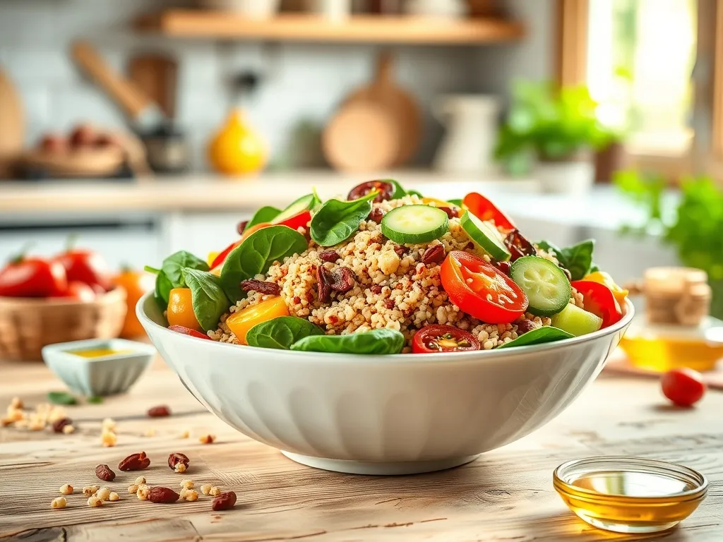 Sałatka z komosą ryżową i suszonymi pomidorami: przepis na zdrową przekąskę