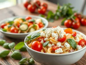 Sałatka z serem feta i makaronem: przepis na zdrową przekąskę
