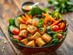 Sałatka z tofu smażonym: przepis na zdrowe danie w stylu Buddha bowl