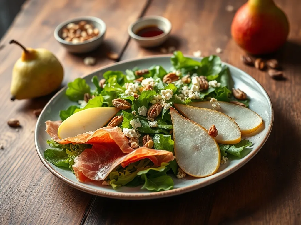 Sałatka z szynką parmeńską i gruszką: przepis na wyjątkowe danie