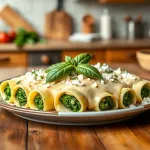 Cannelloni ze szpinakiem i fetą w sosie beszamelowym: przepis krok po kroku