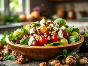 Sałatka z winogronem serem pleśniowym i orzechami: klasyczny przepis