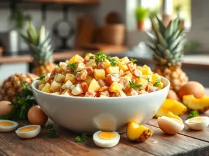 Sałatka z szynką i ananasem i jajkiem: przepis na pyszne danie