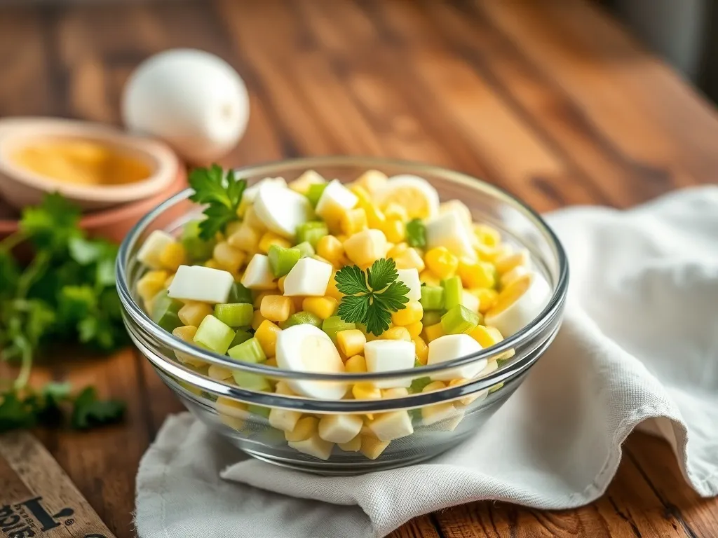 Sałatka z selerem konserwowym, jajkiem i kukurydzą - przepis na smakołyk